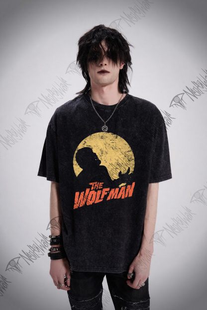 Moonlit Silhouette Wolf Man Wasdhed T-Shirt