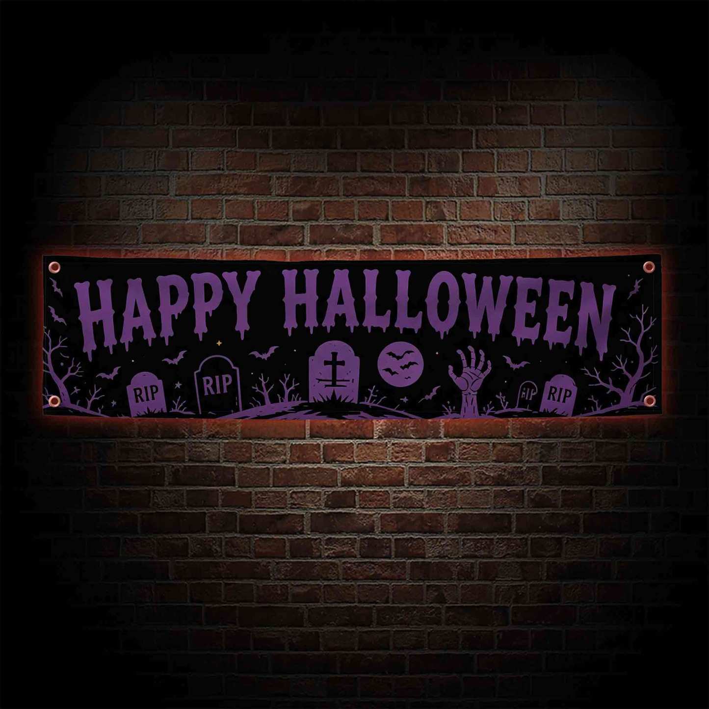 Graveyard Gathering Happy Halloween Banner