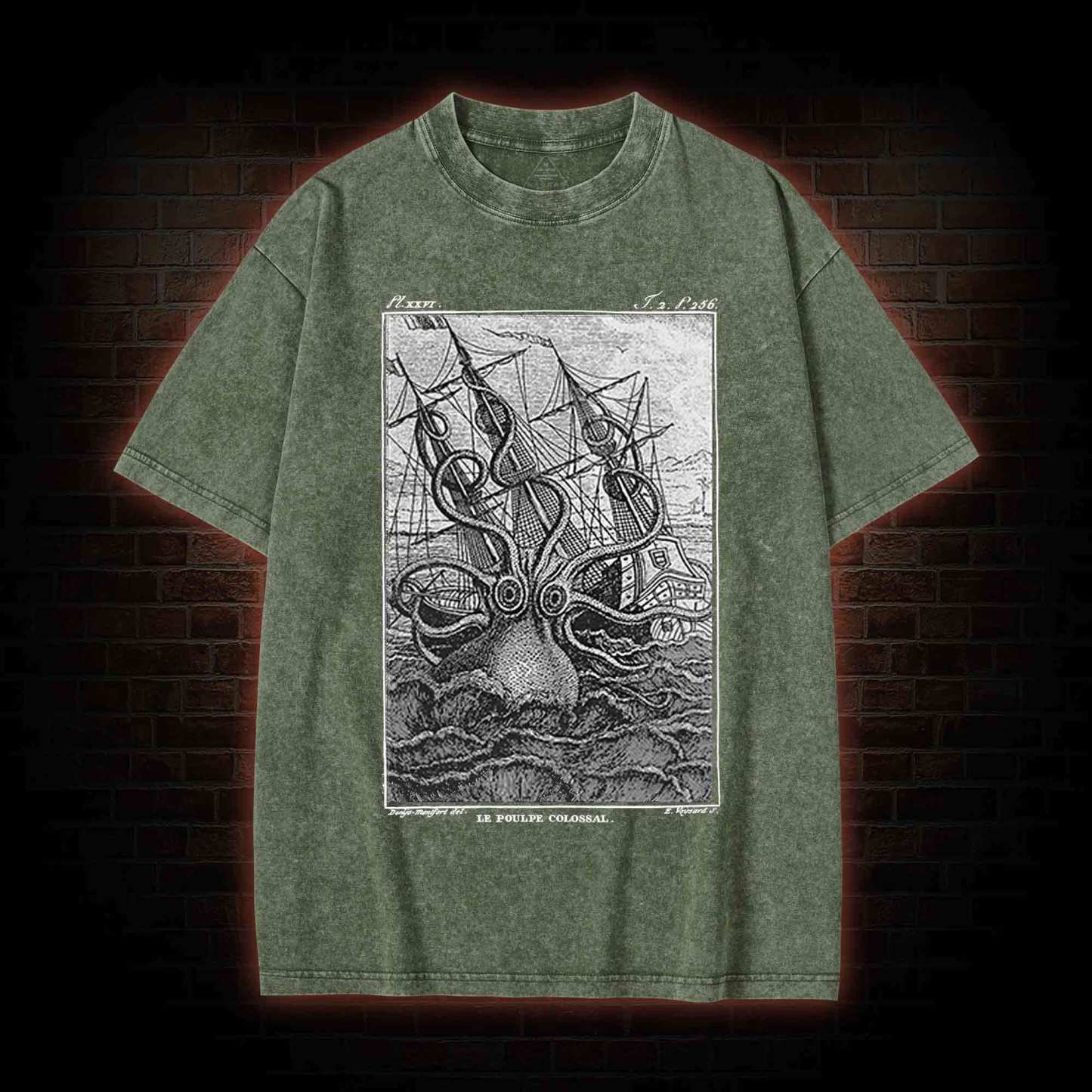 Giant Octopus Washed T-shirt with Dark Style