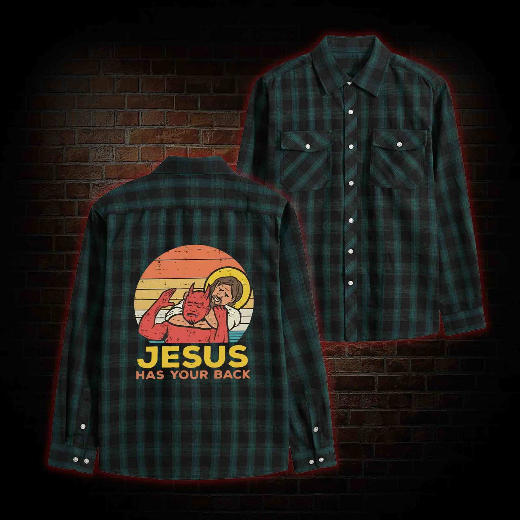Jesus Has Your Back Unisex Flannel Shirt