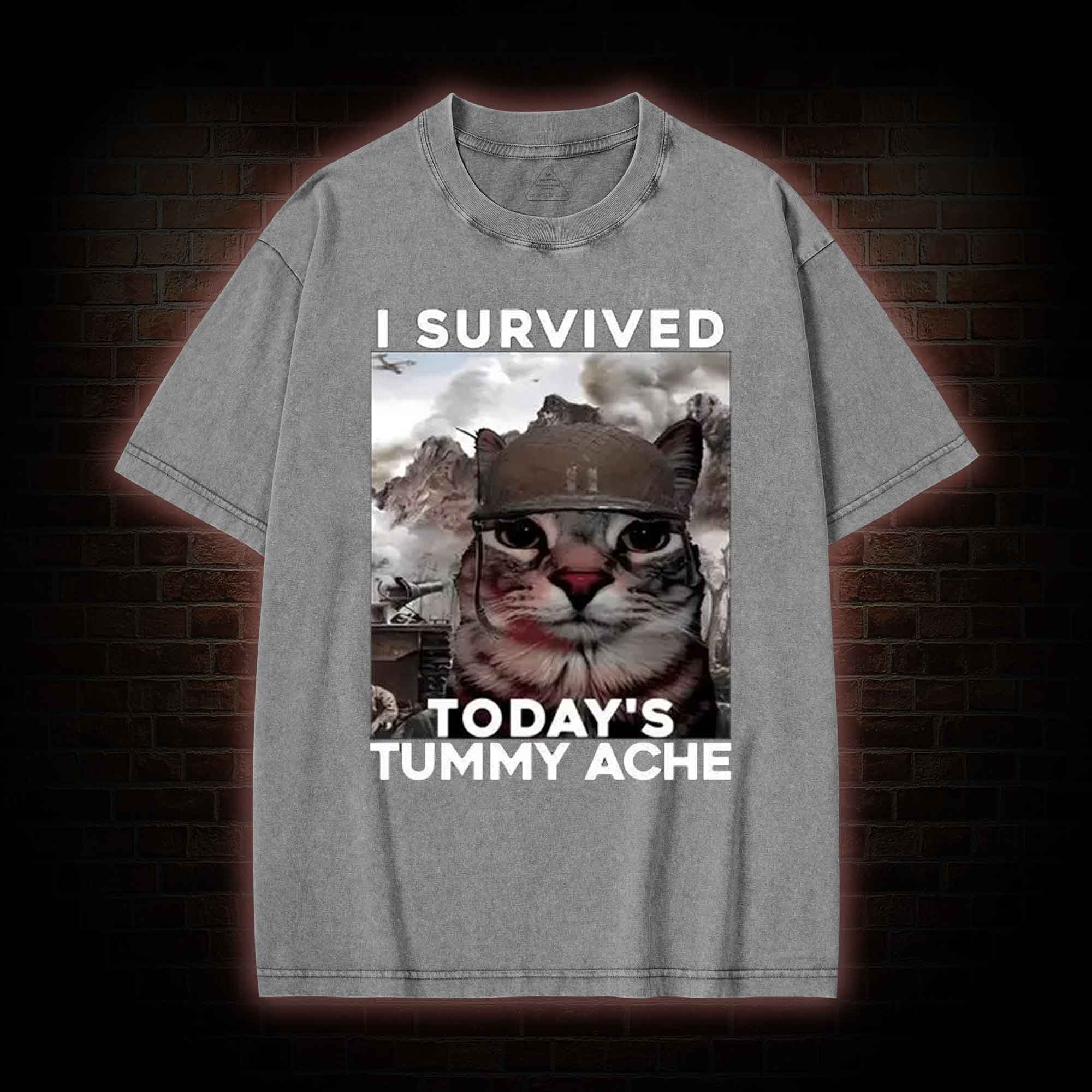 I Survived Today's Tummy Ache Washed T-shirt