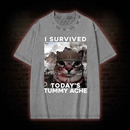 I Survived Today's Tummy Ache Washed T-shirt