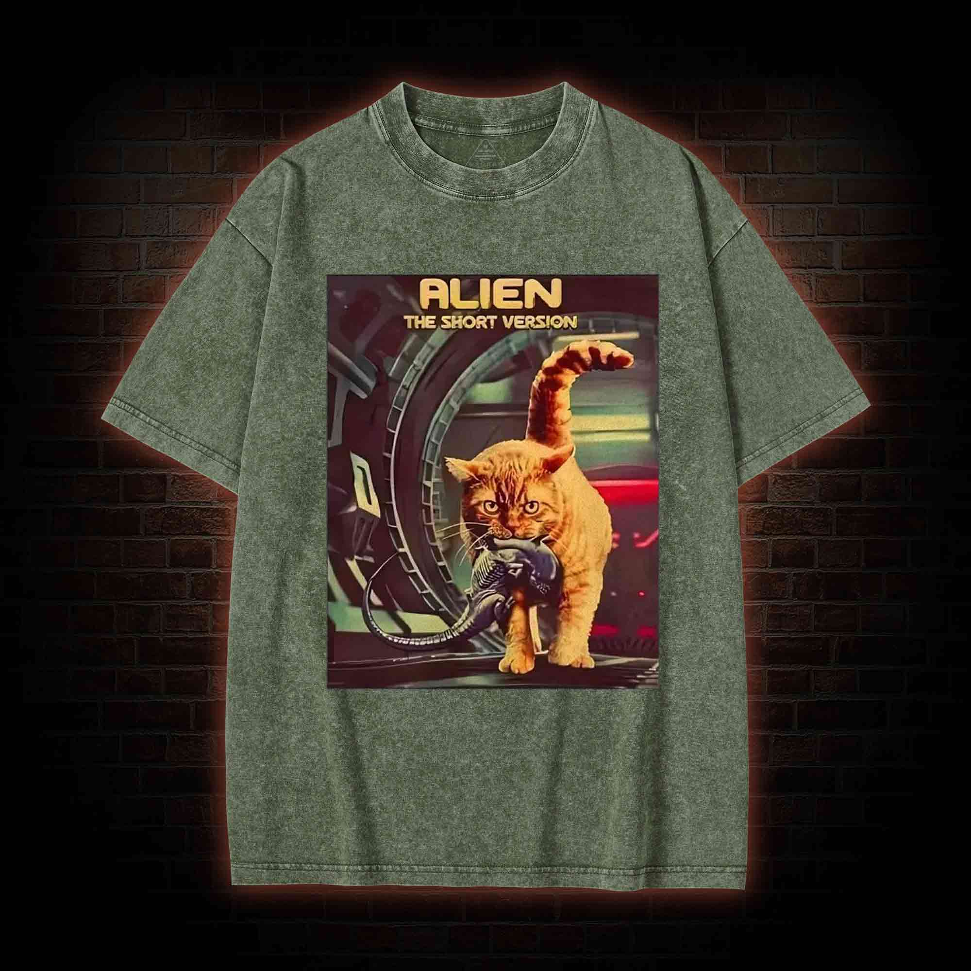 Alien Cat Washed T-shirt