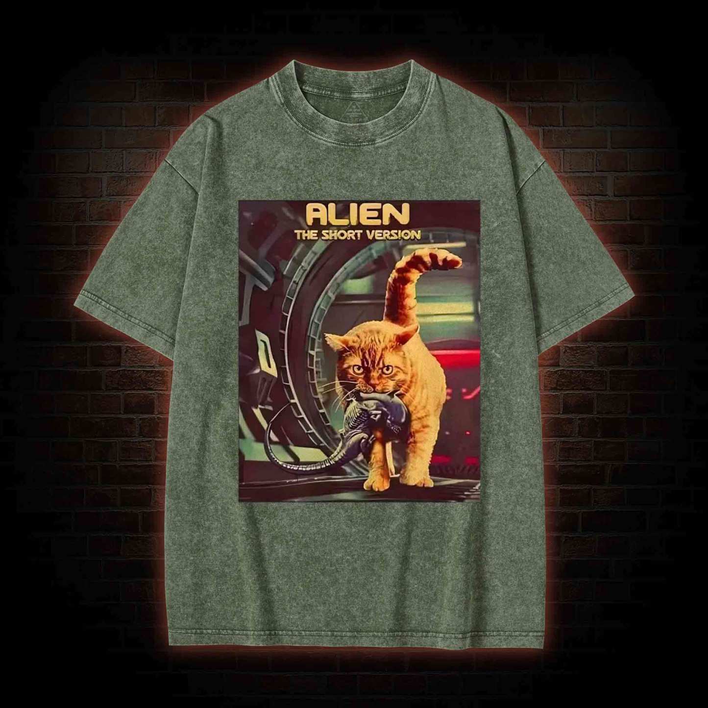 Alien Cat Washed T-shirt