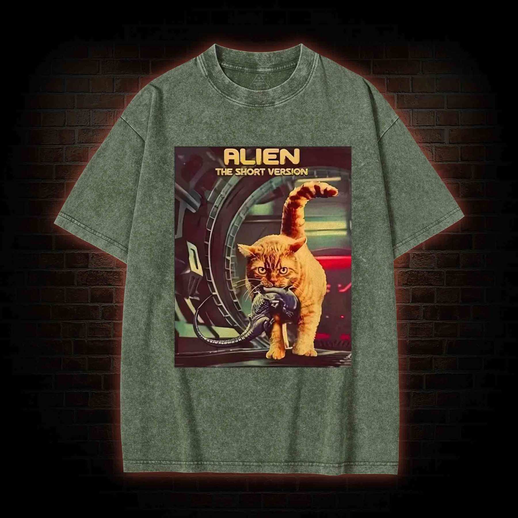 Alien Cat Washed T-shirt