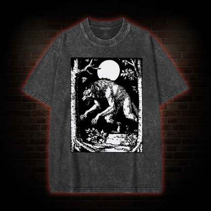 Werewolf Creepy Washed T-shirt