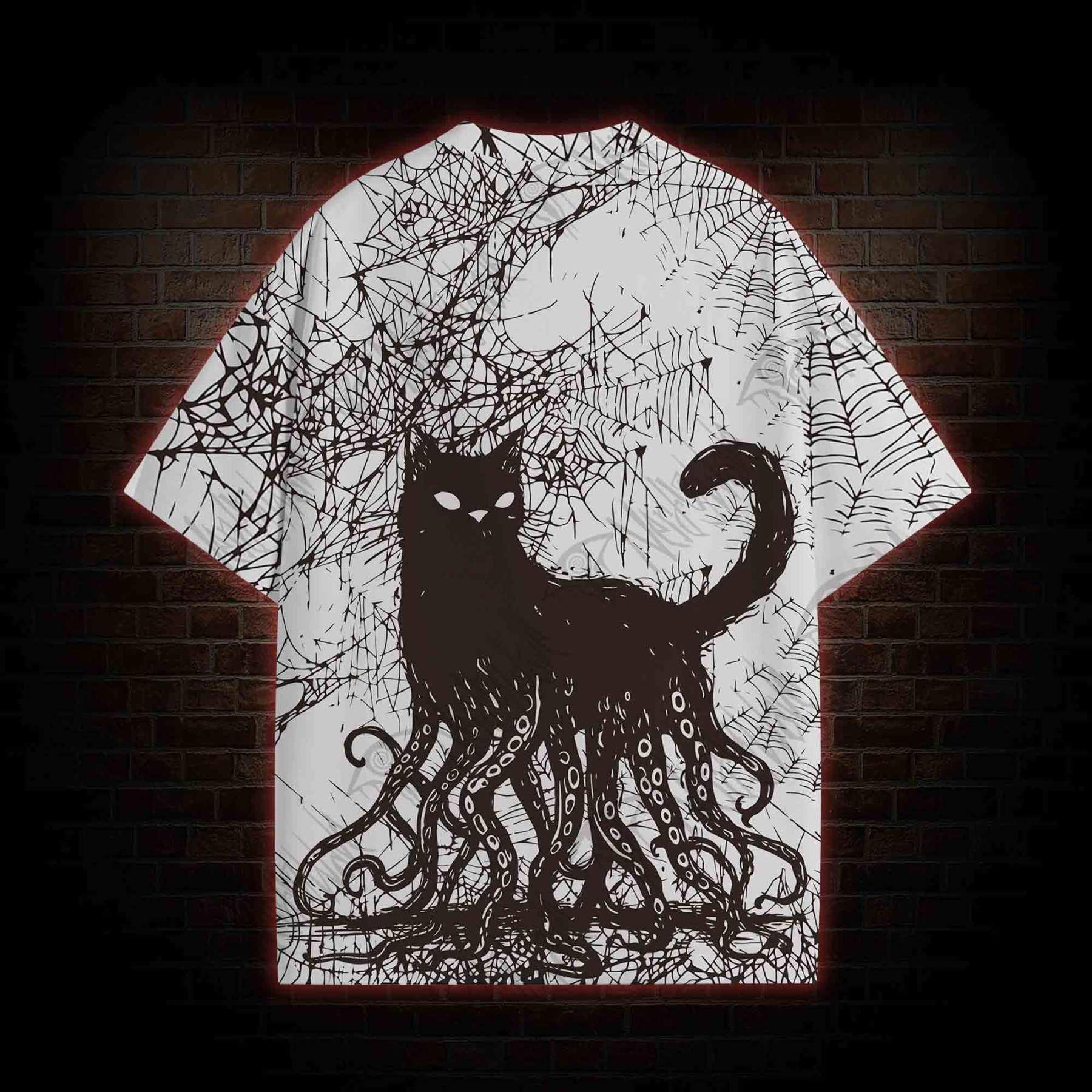 Octopus And Black Cat All Over Print T-shirt