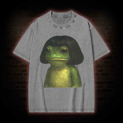 Frog With Bob Haircut Washed T-shirt
