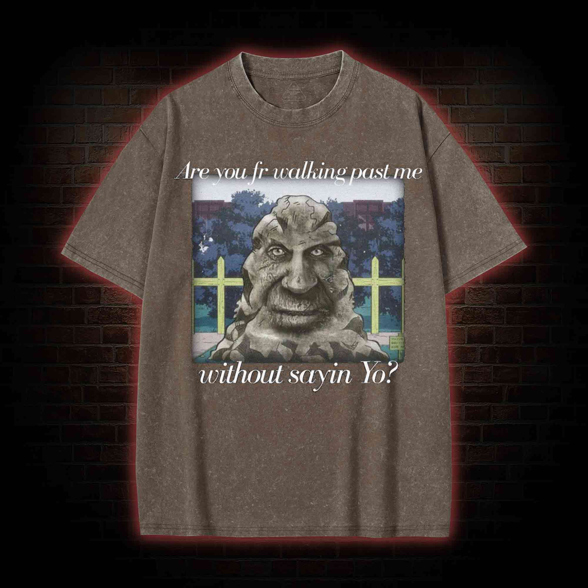 Are You Fr Walking Past Me Without Sayin Yo? Washed T-shirt