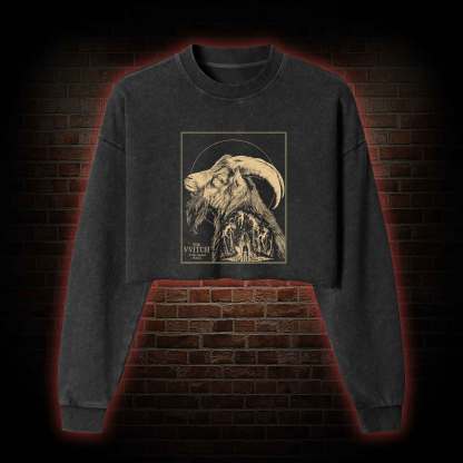 The Witch Inspired Black Phillip Washed Cropped Sweatshirts