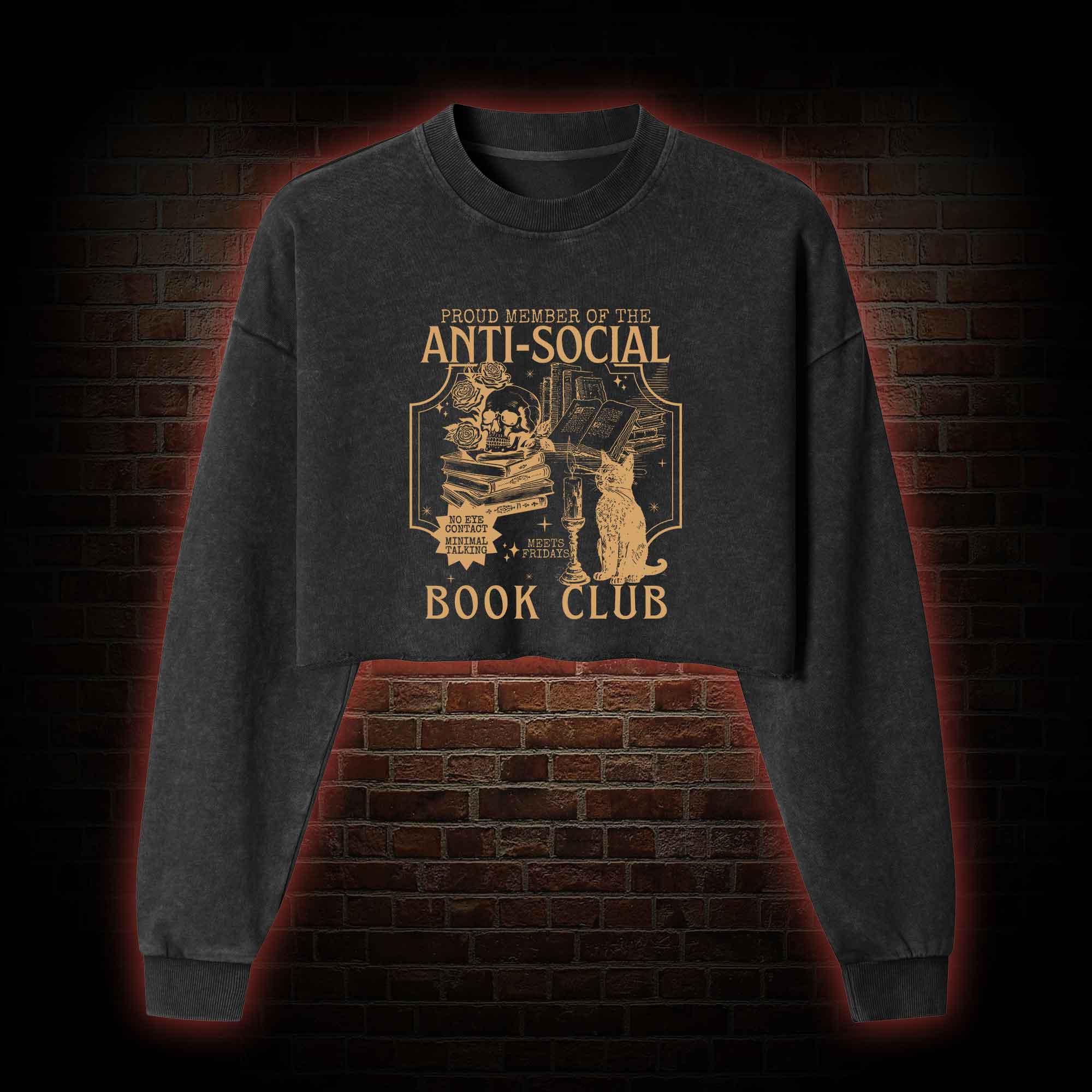 Anti-Social Book Club Washed Cropped Sweatshirts