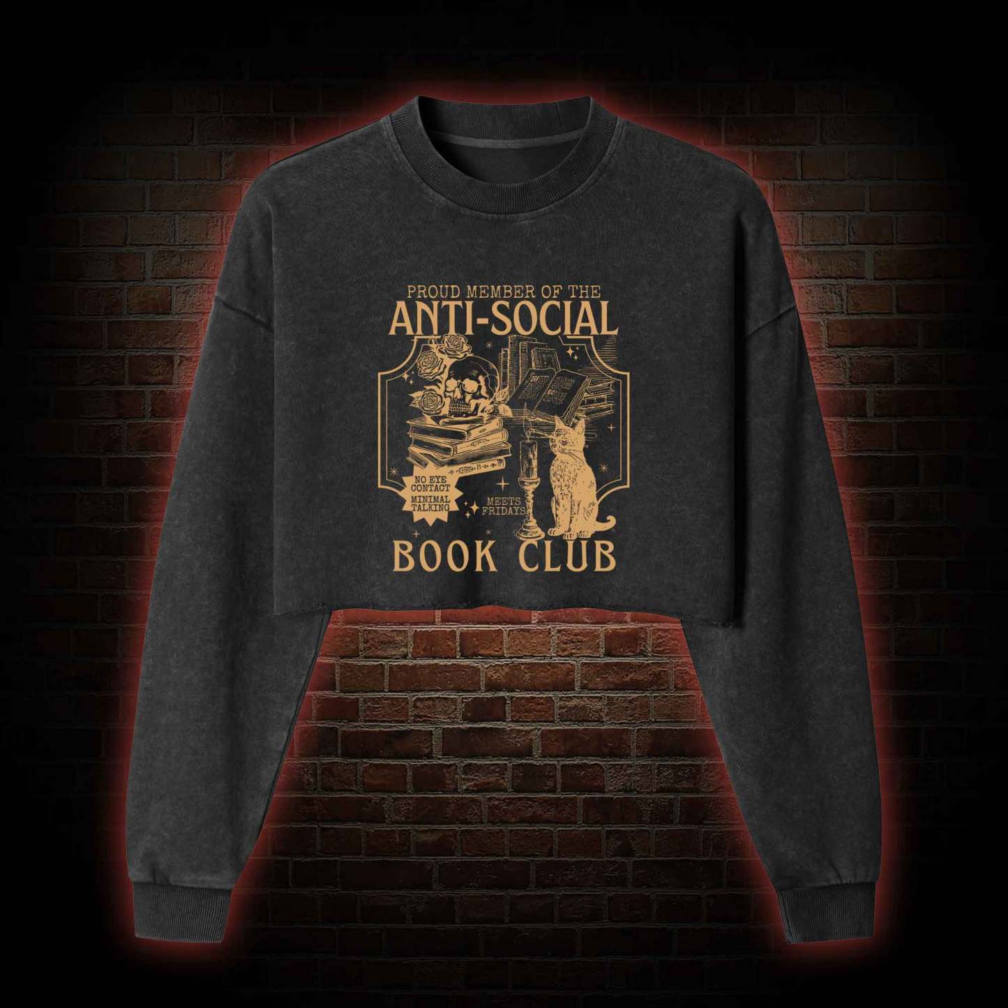 Anti-Social Book Club Washed Cropped Sweatshirts
