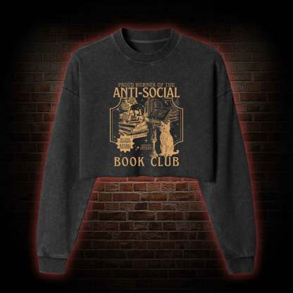 Anti-Social Book Club Washed Cropped Sweatshirts