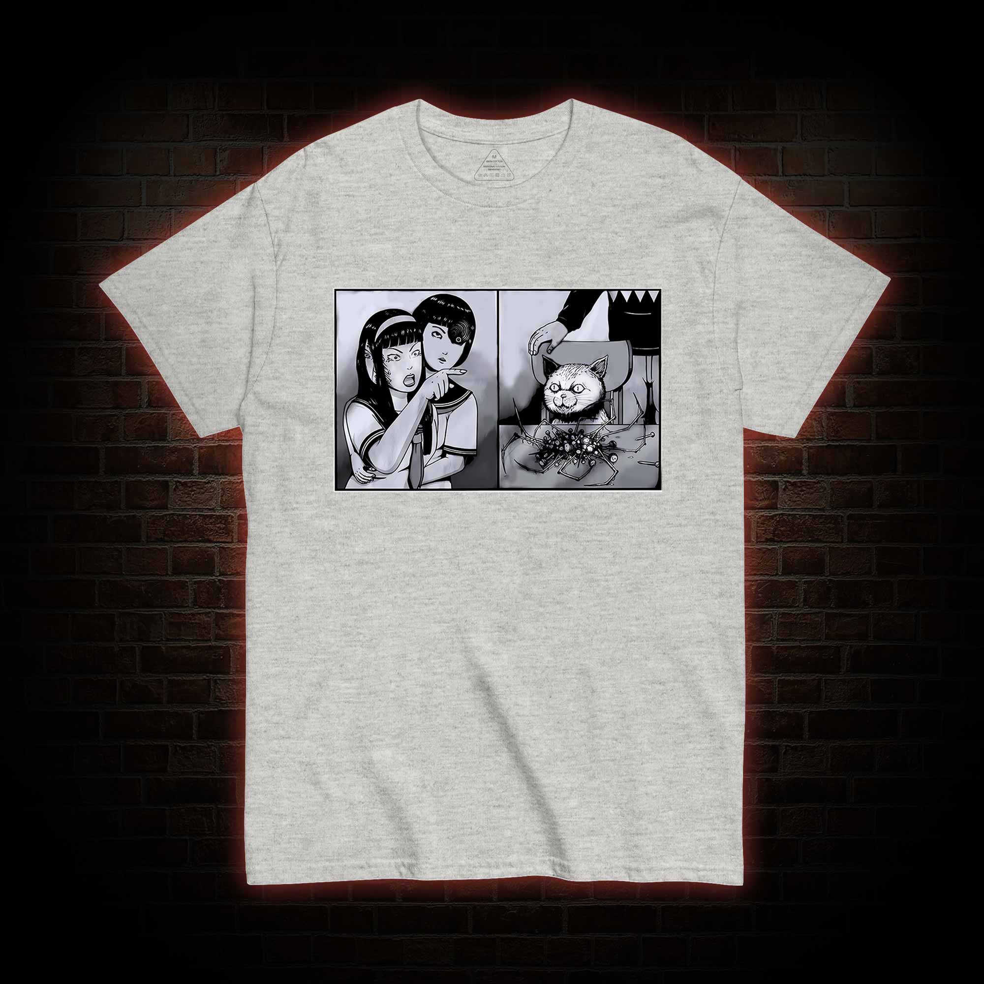 Girl Yelling at a Creepy Cat T-shirt 