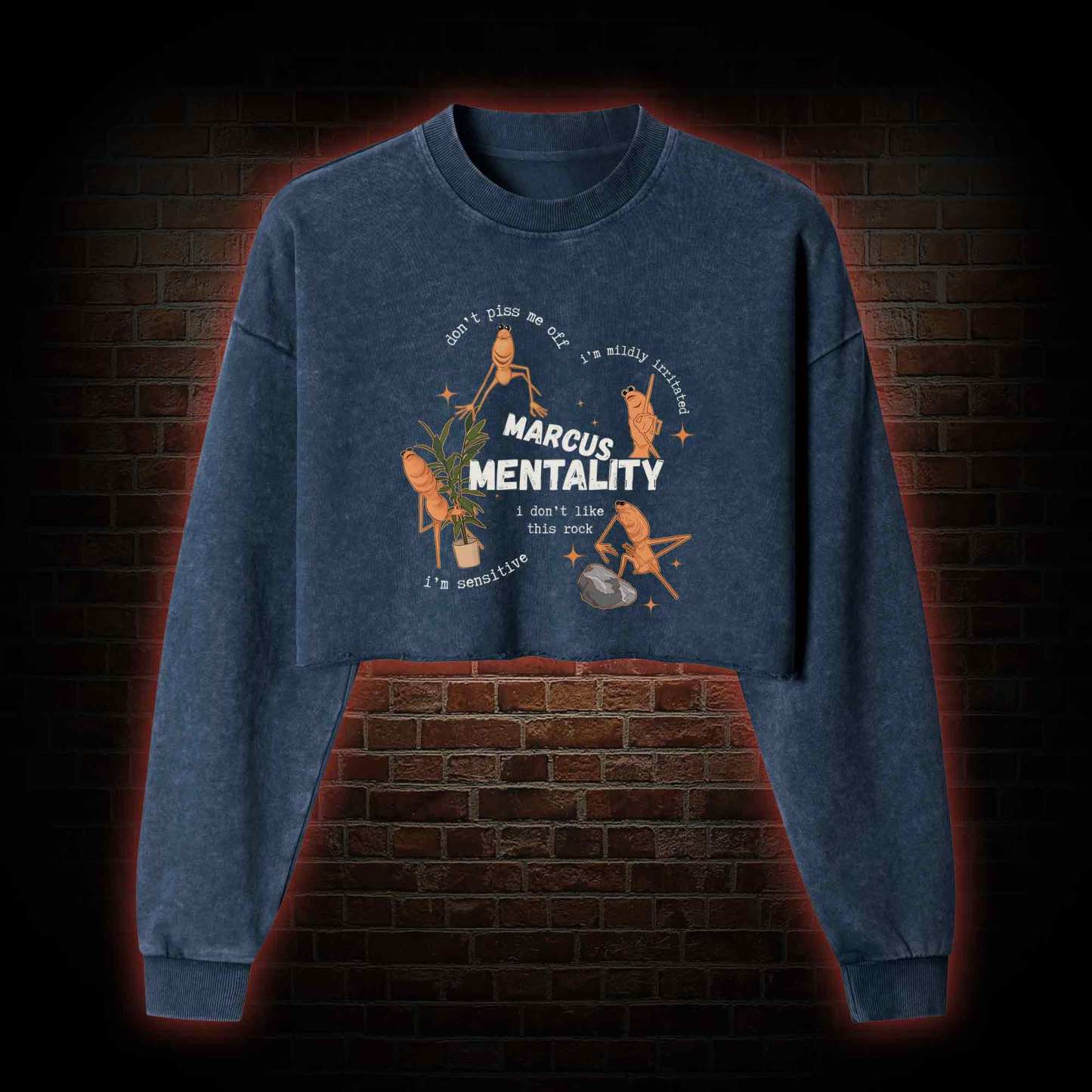 Marcus the Worm Washed Cropped Sweatshirts