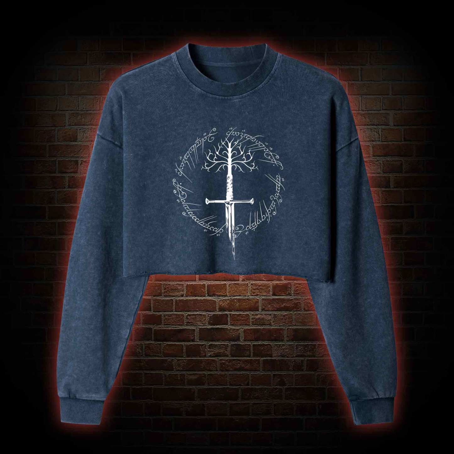 Ring Inspired Washed Cropped Sweatshirts