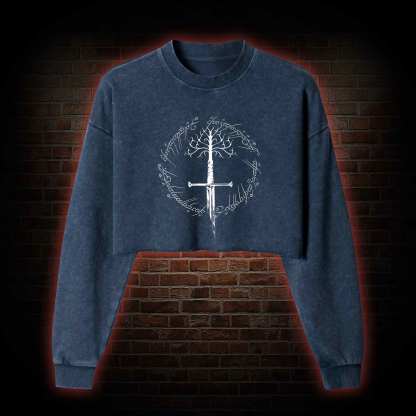 Ring Inspired Washed Cropped Sweatshirts