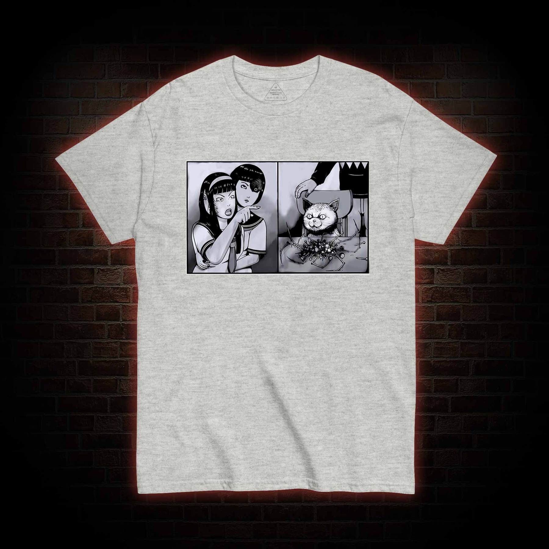 Girl Yelling at a Creepy Cat T-shirt 