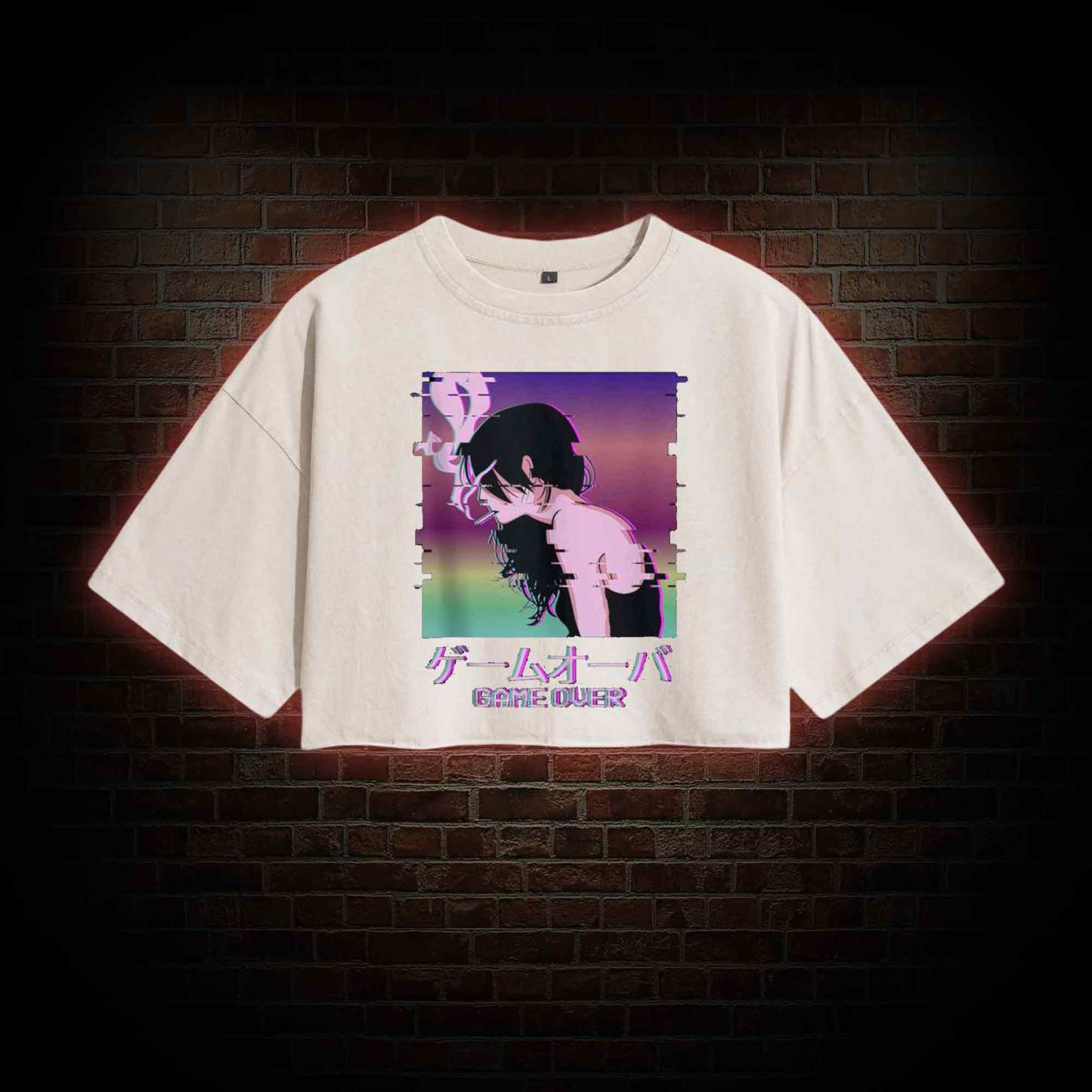 Sad Girl Washed Cropped T-shirts