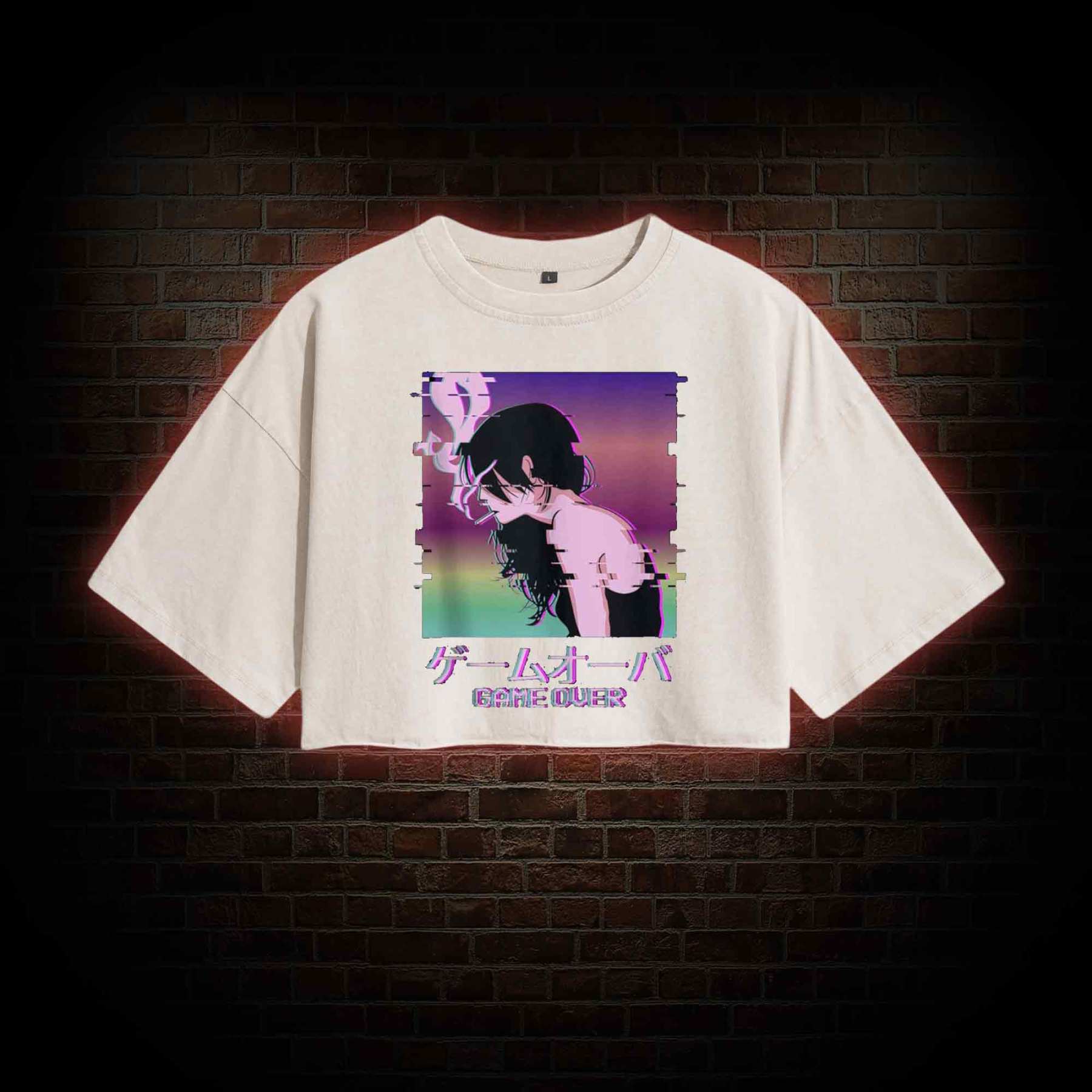 Sad Girl Washed Cropped T-shirts