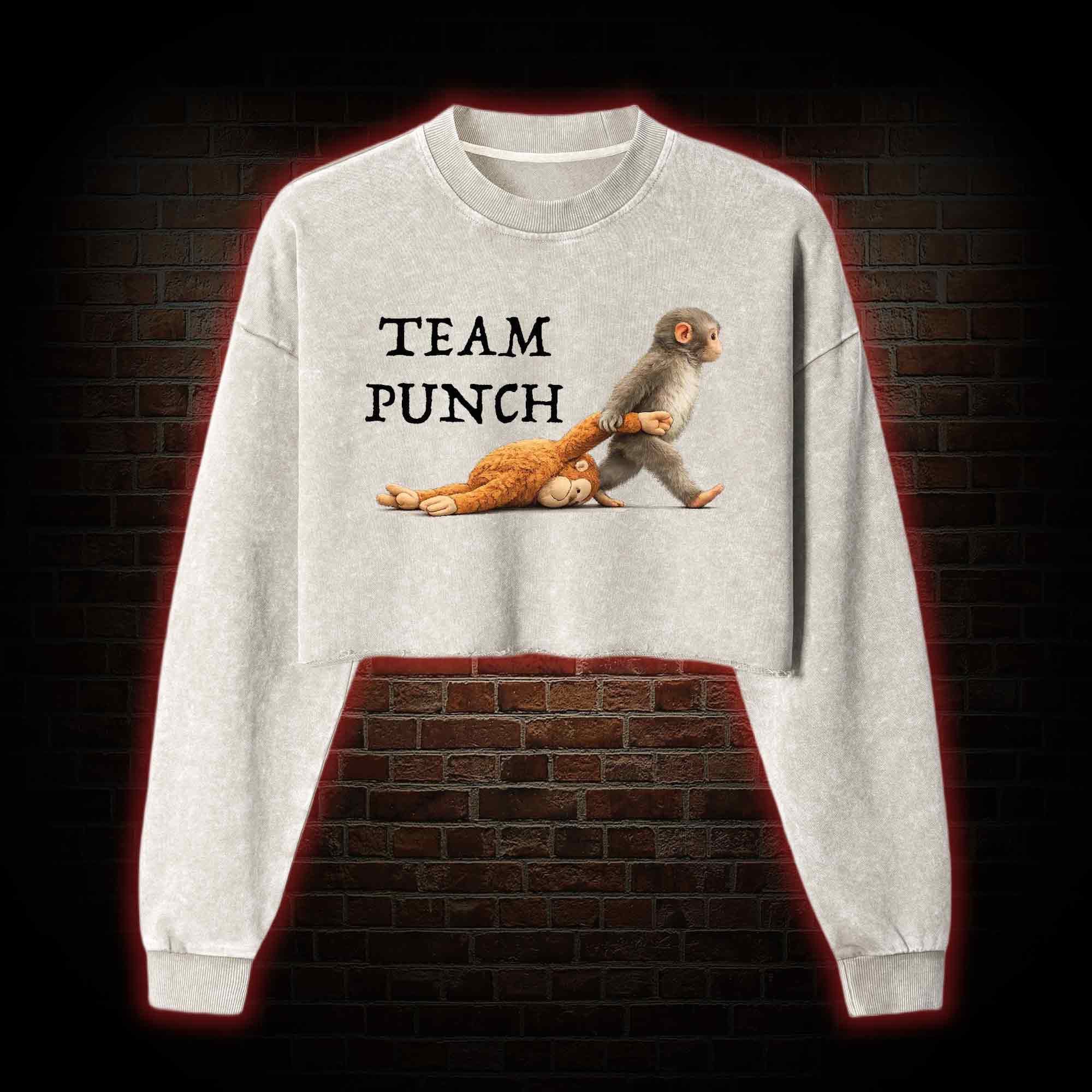 Team Punch Washed Cropped Sweatshirts