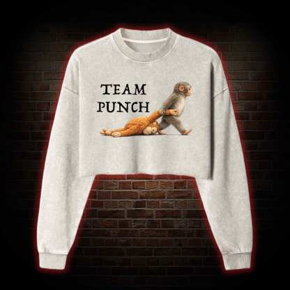 Team Punch Washed Cropped Sweatshirts