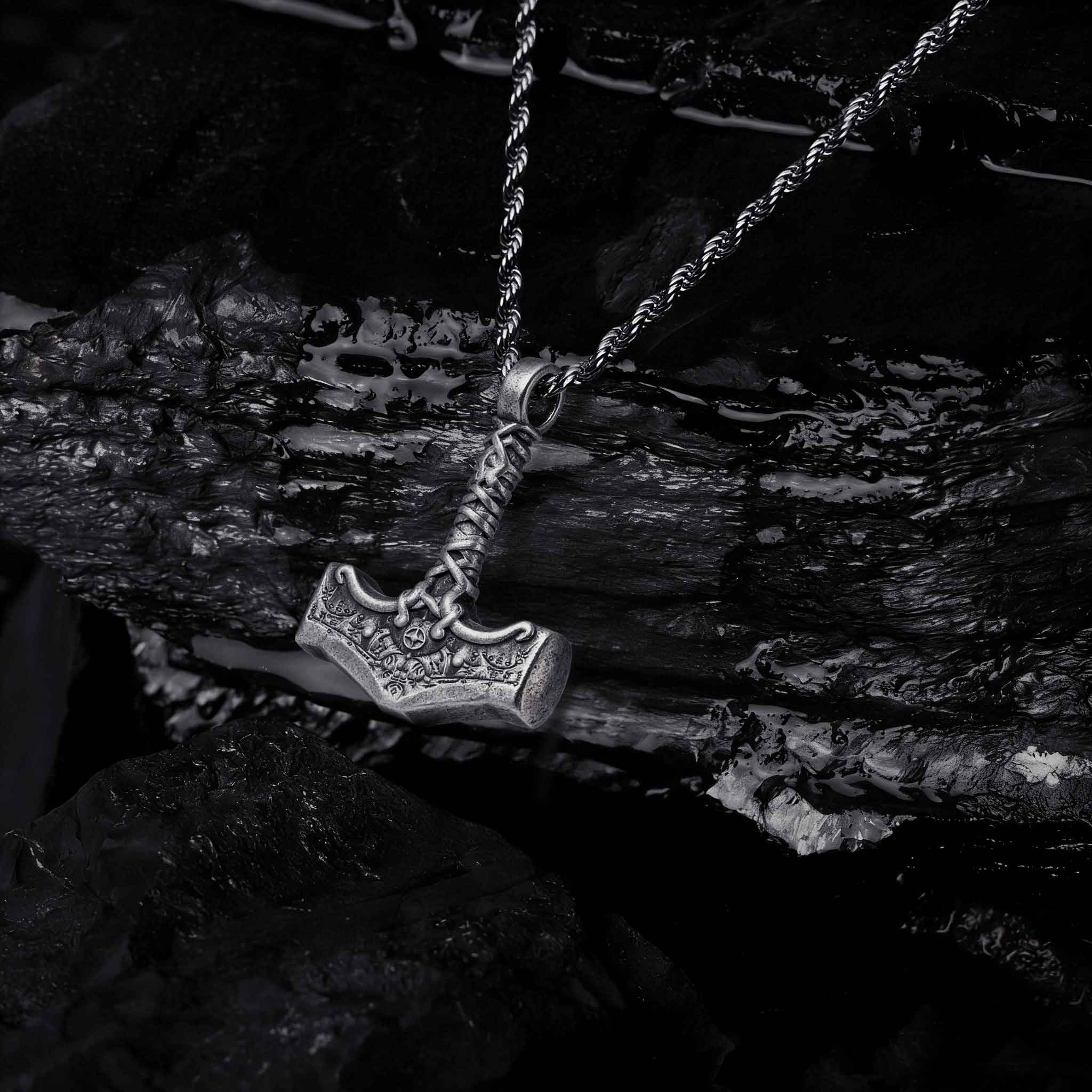 Viking Thors Hammer Mjolnir Sculptural Necklace