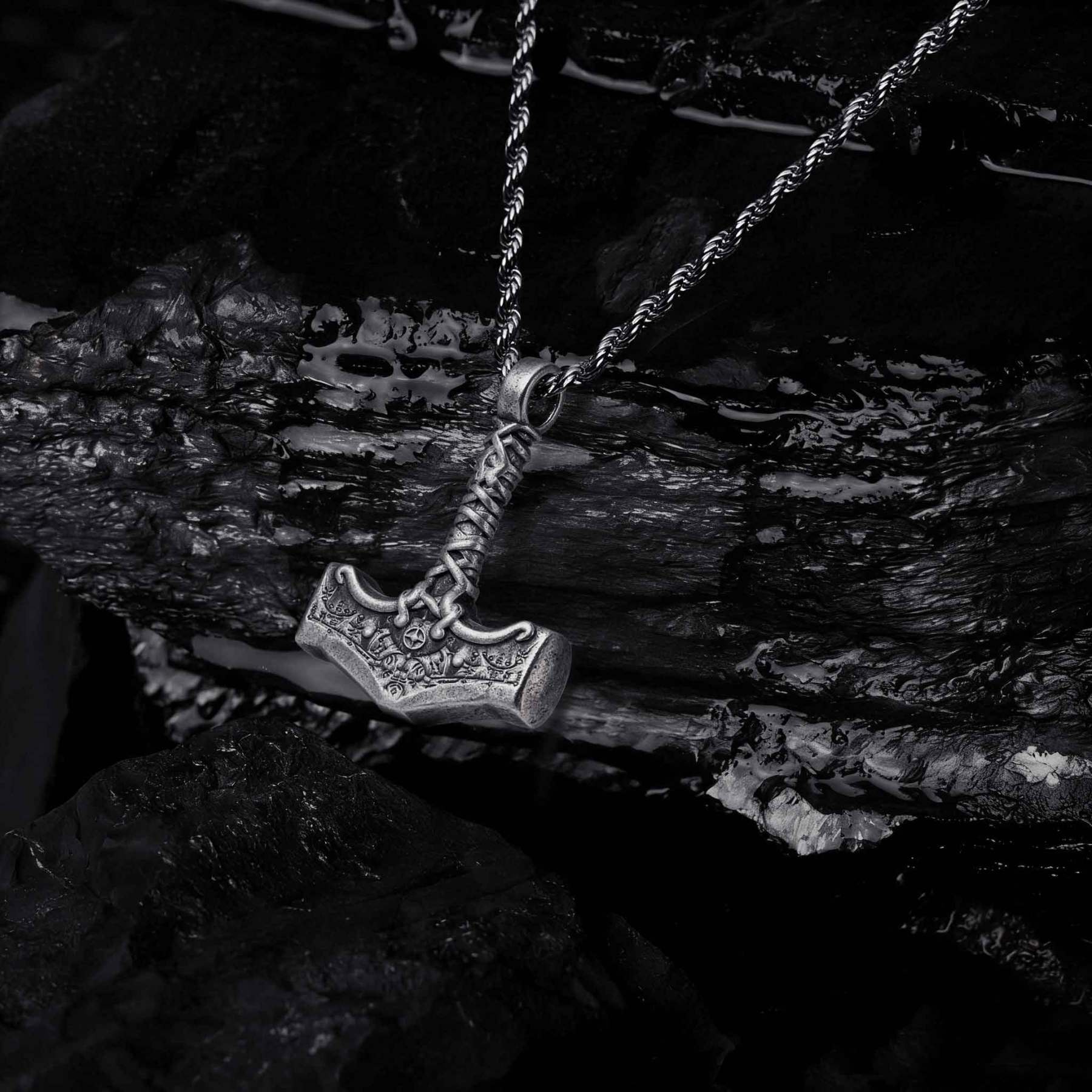 Viking Thors Hammer Mjolnir Sculptural Necklace