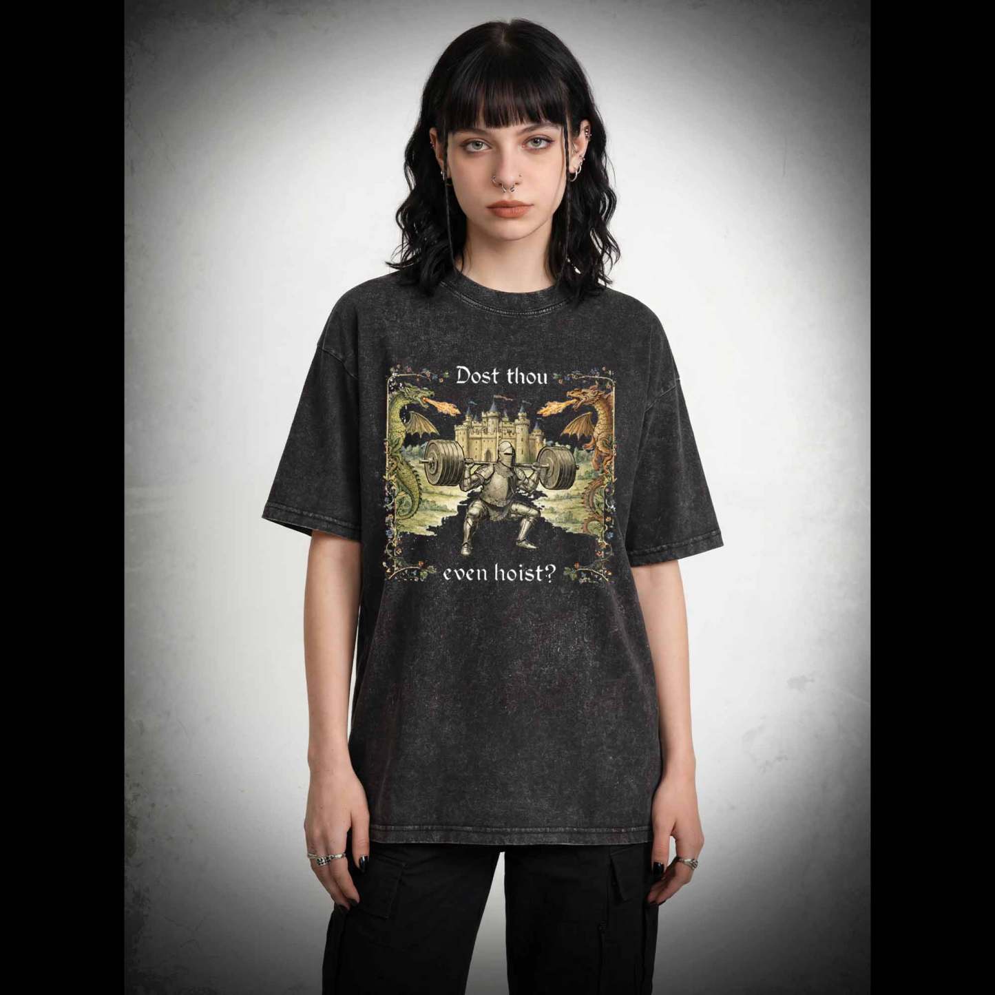 Dost Thou Even Hoist Medieval Gym Washed T-shirt