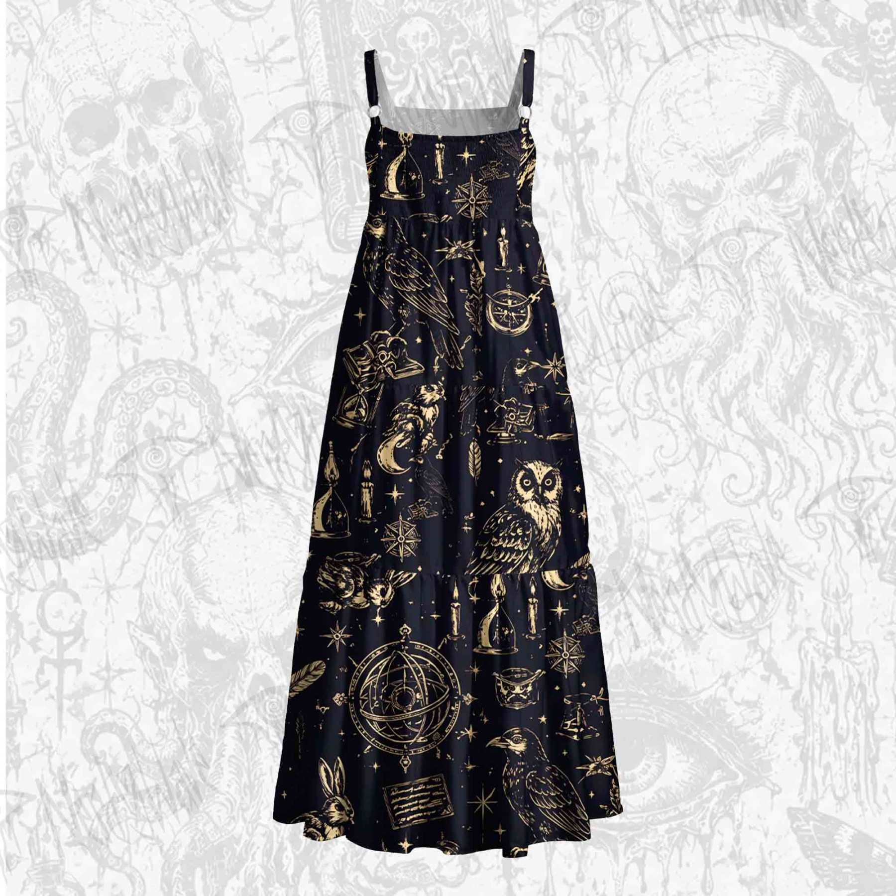 Celestial Familiars Wide Straps Maxi Dress