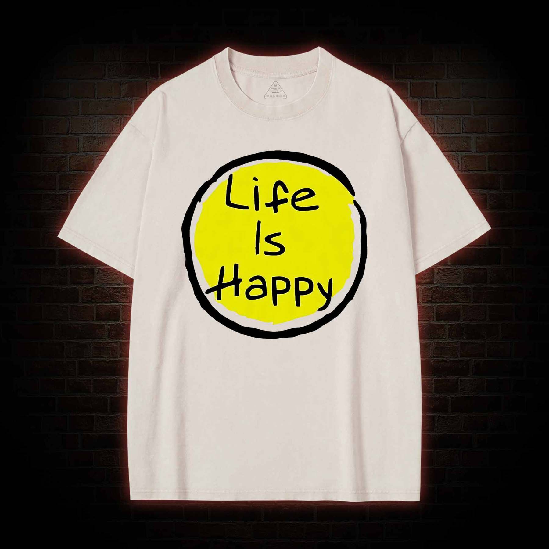 Life is Happy Washed T-shirt