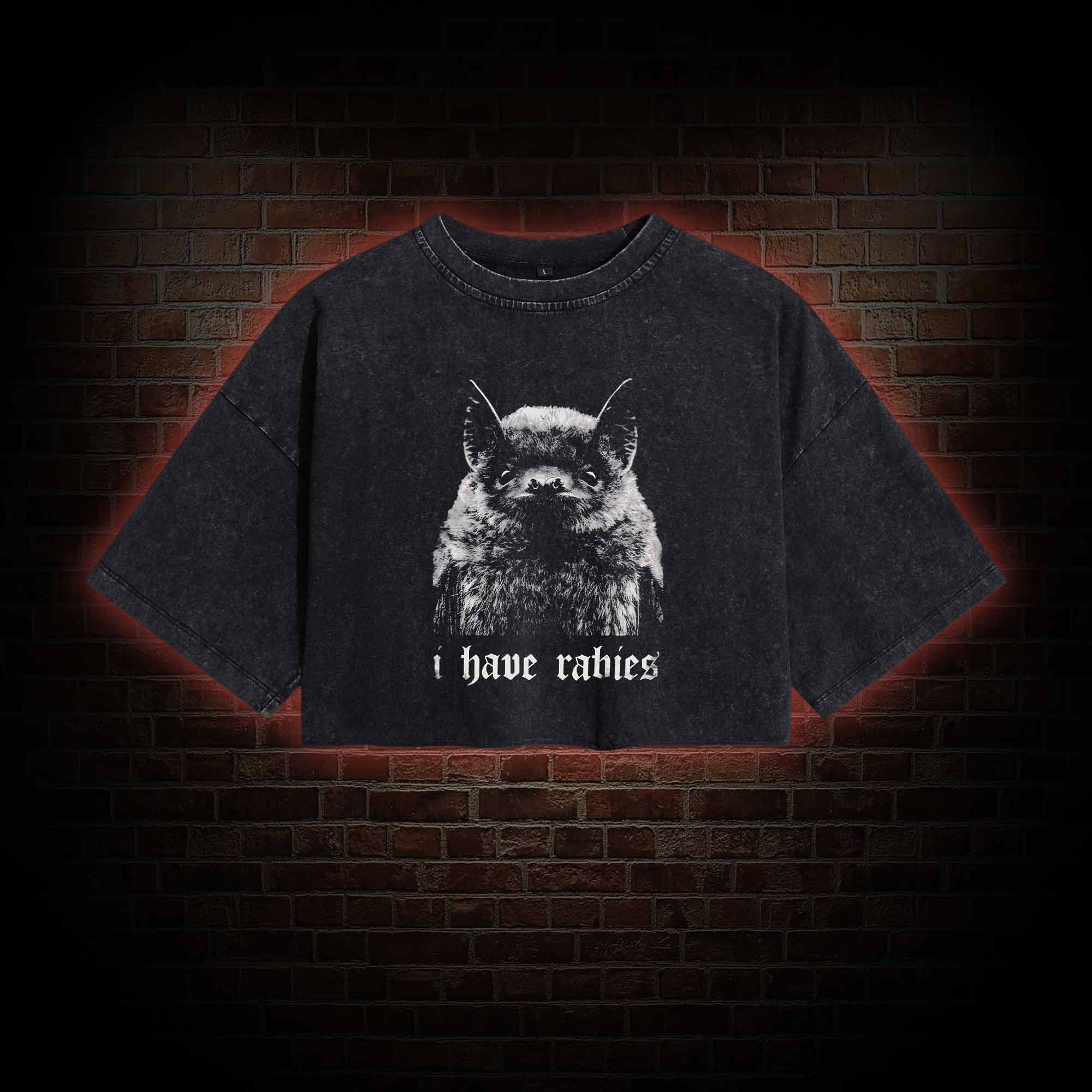 I Have Rabies Washed Cropped T-shirts