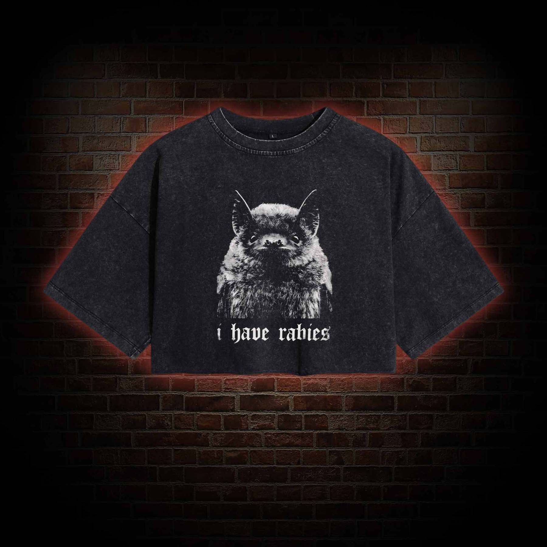 I Have Rabies Washed Cropped T-shirts