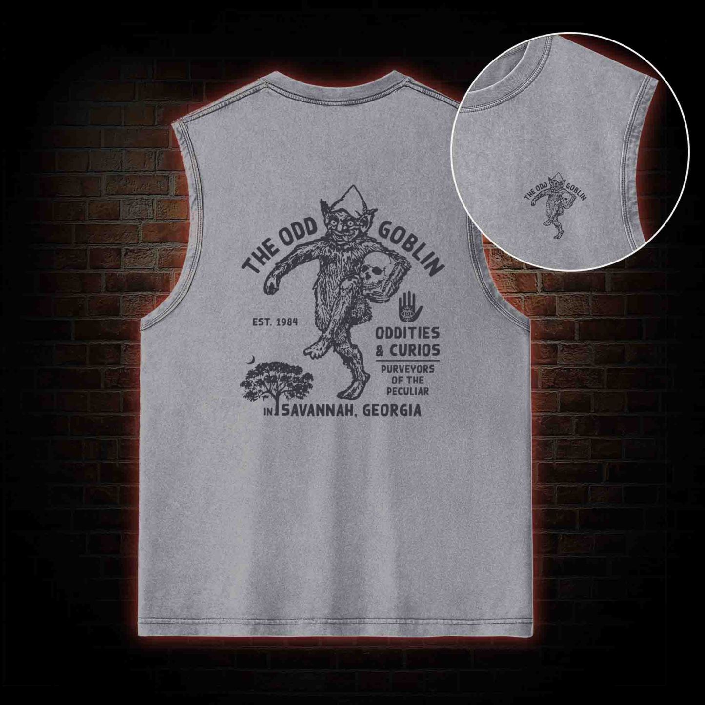 The Odd Goblin Back Print Washed Tank Top