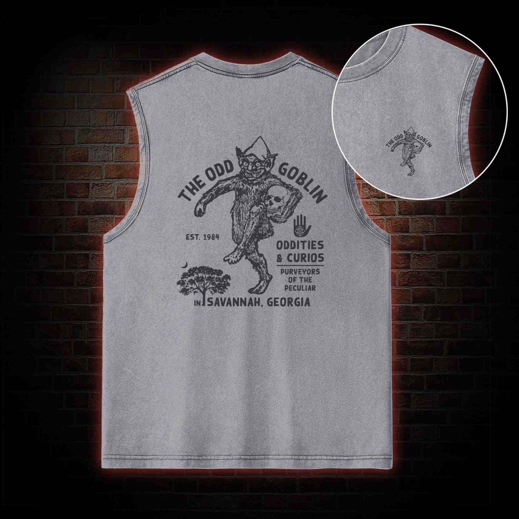 The Odd Goblin Back Print Washed Tank Top