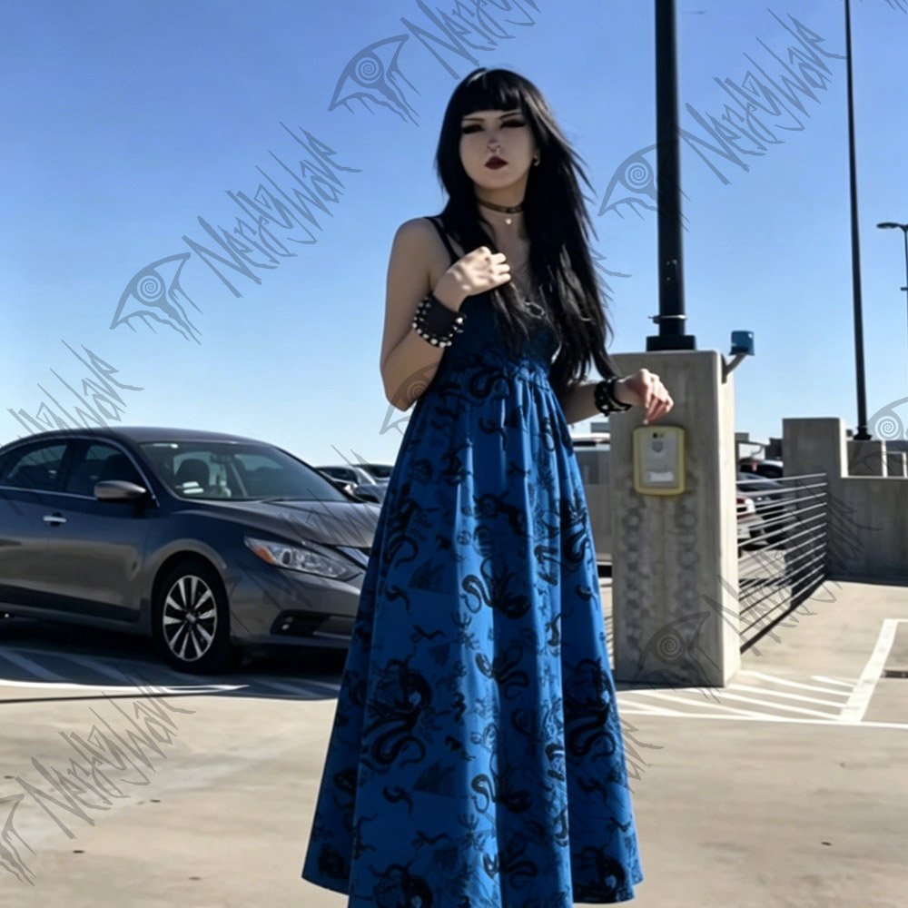 Deep Sea Monster Wide Straps Maxi Dress