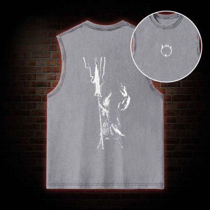 King of the Storm Back Print Washed Tank Top