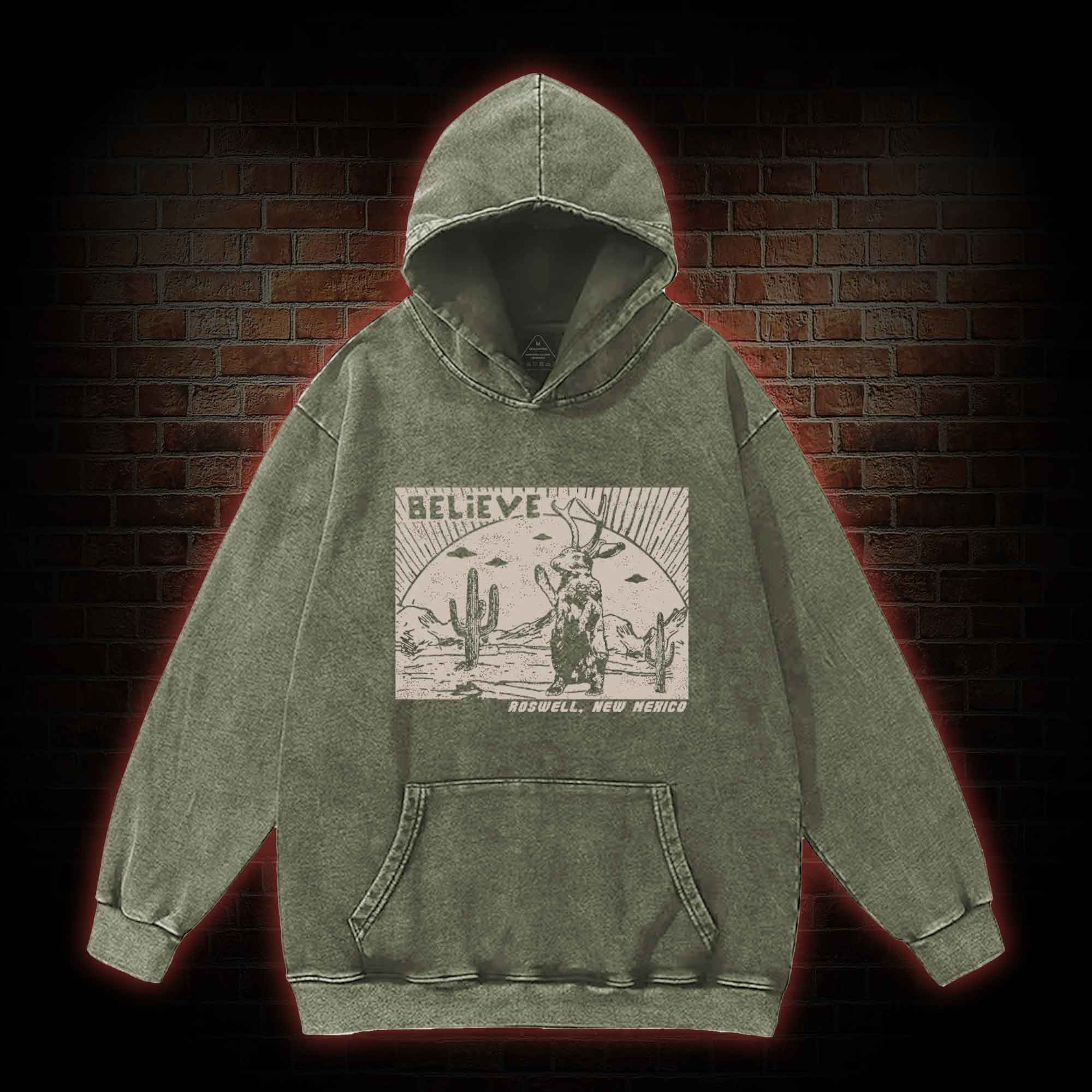 Believe Roswell New Nexico Washed Hoodie