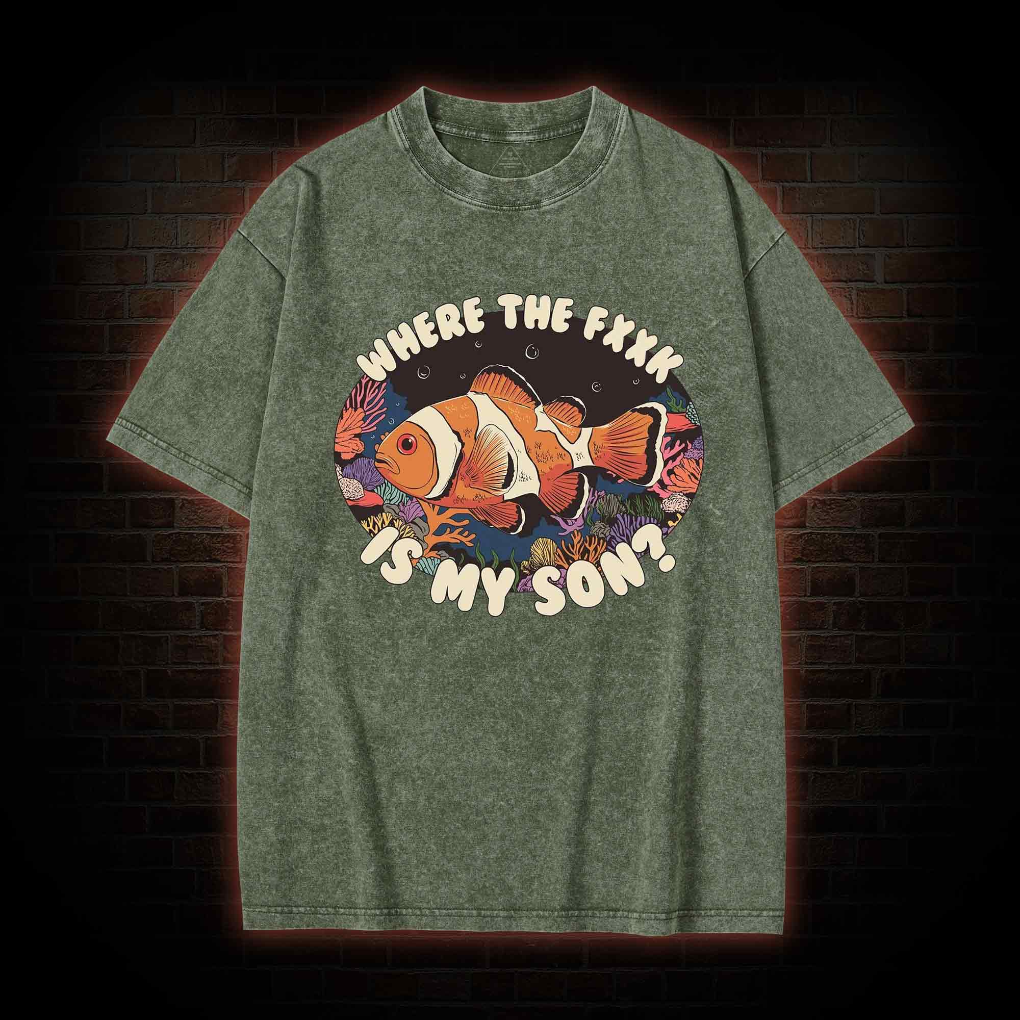Where is My Son Washed T-shirt