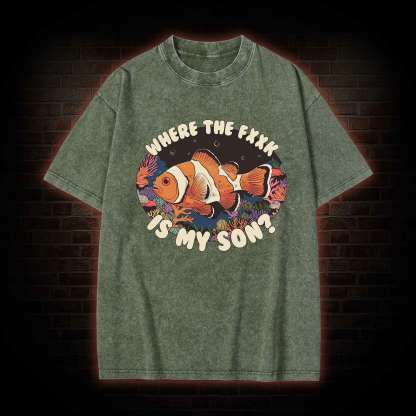 Where is My Son Washed T-shirt