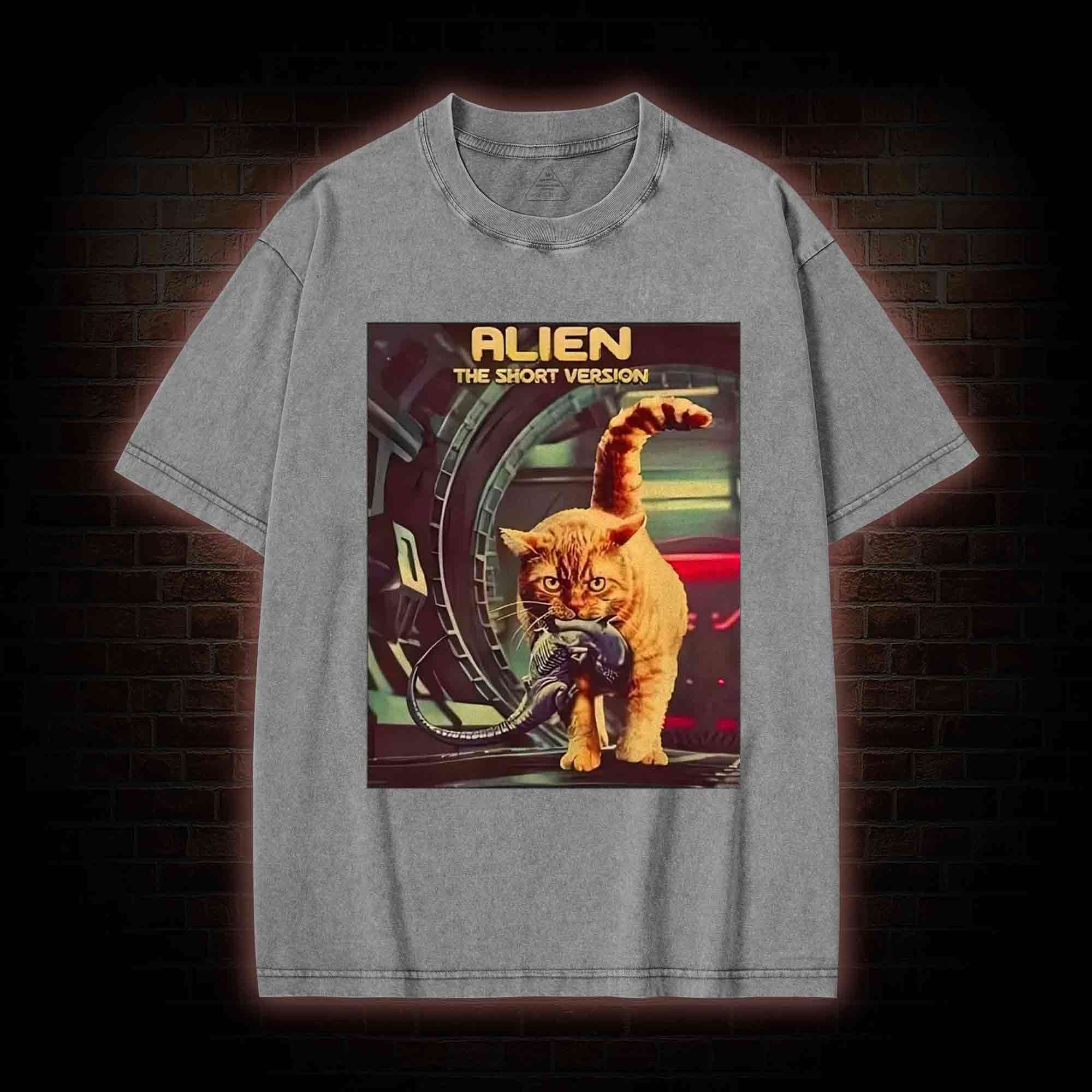 Alien Cat Washed T-shirt