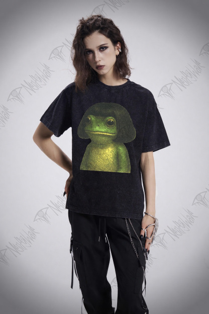 Frog With Bob Haircut Washed T-shirt
