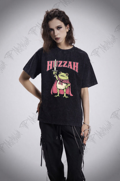 Huzzah Frog with Sword Washed T-shirt