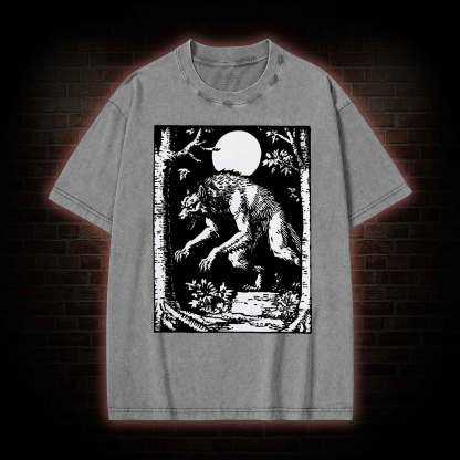 Werewolf Creepy Washed T-shirt