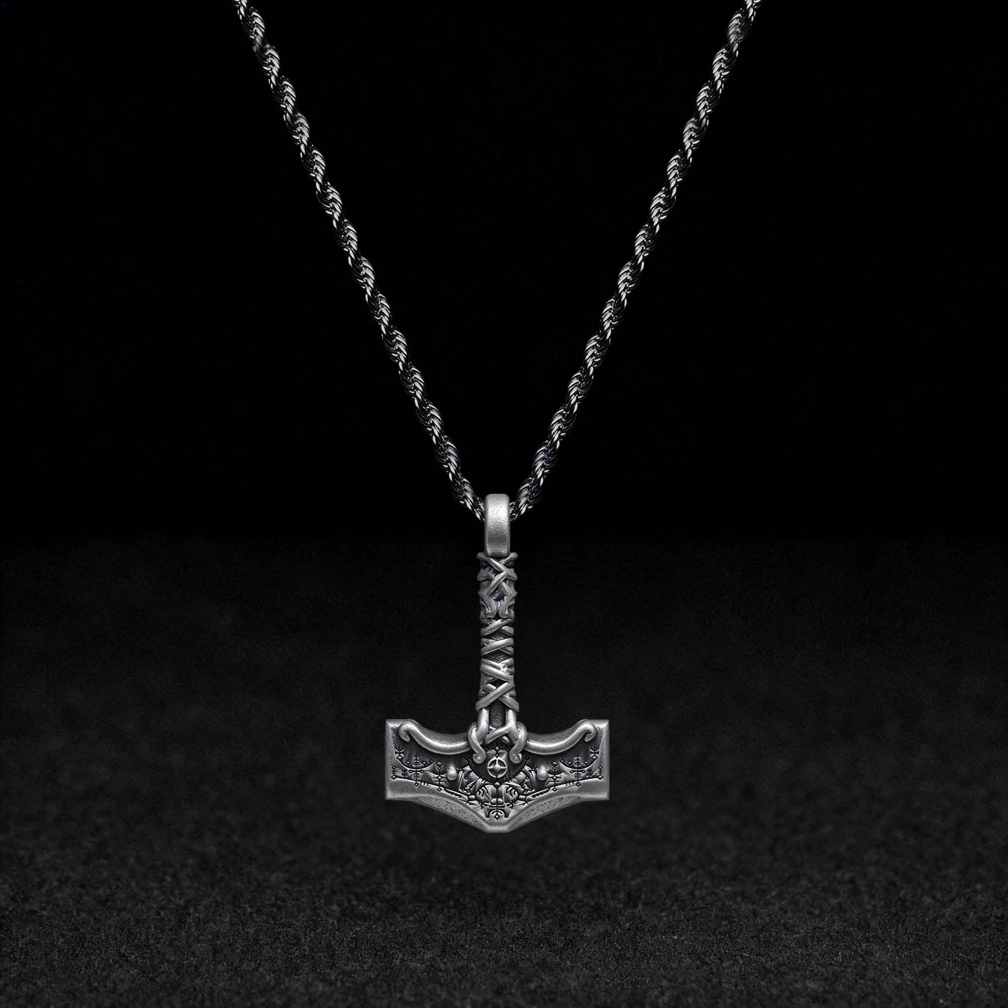 Viking Thors Hammer Mjolnir Sculptural Necklace