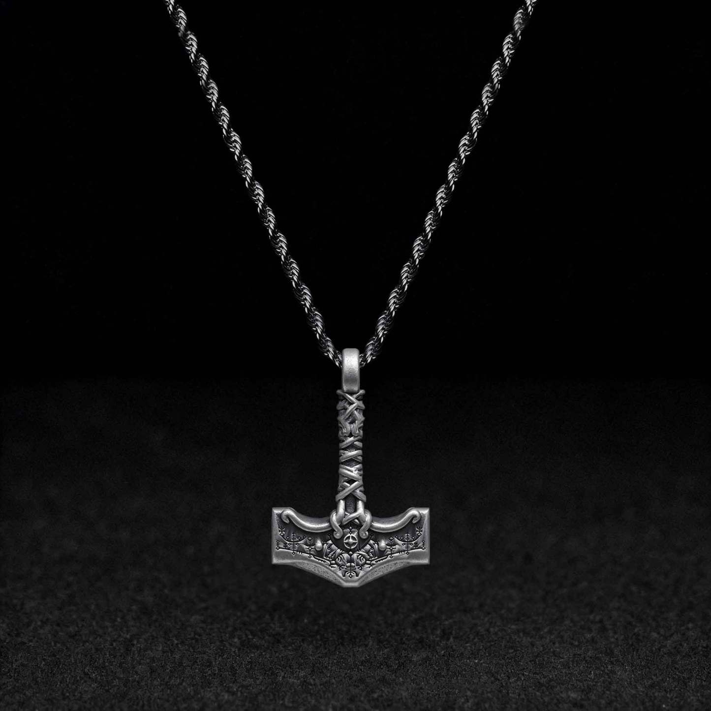 Viking Thors Hammer Mjolnir Sculptural Necklace