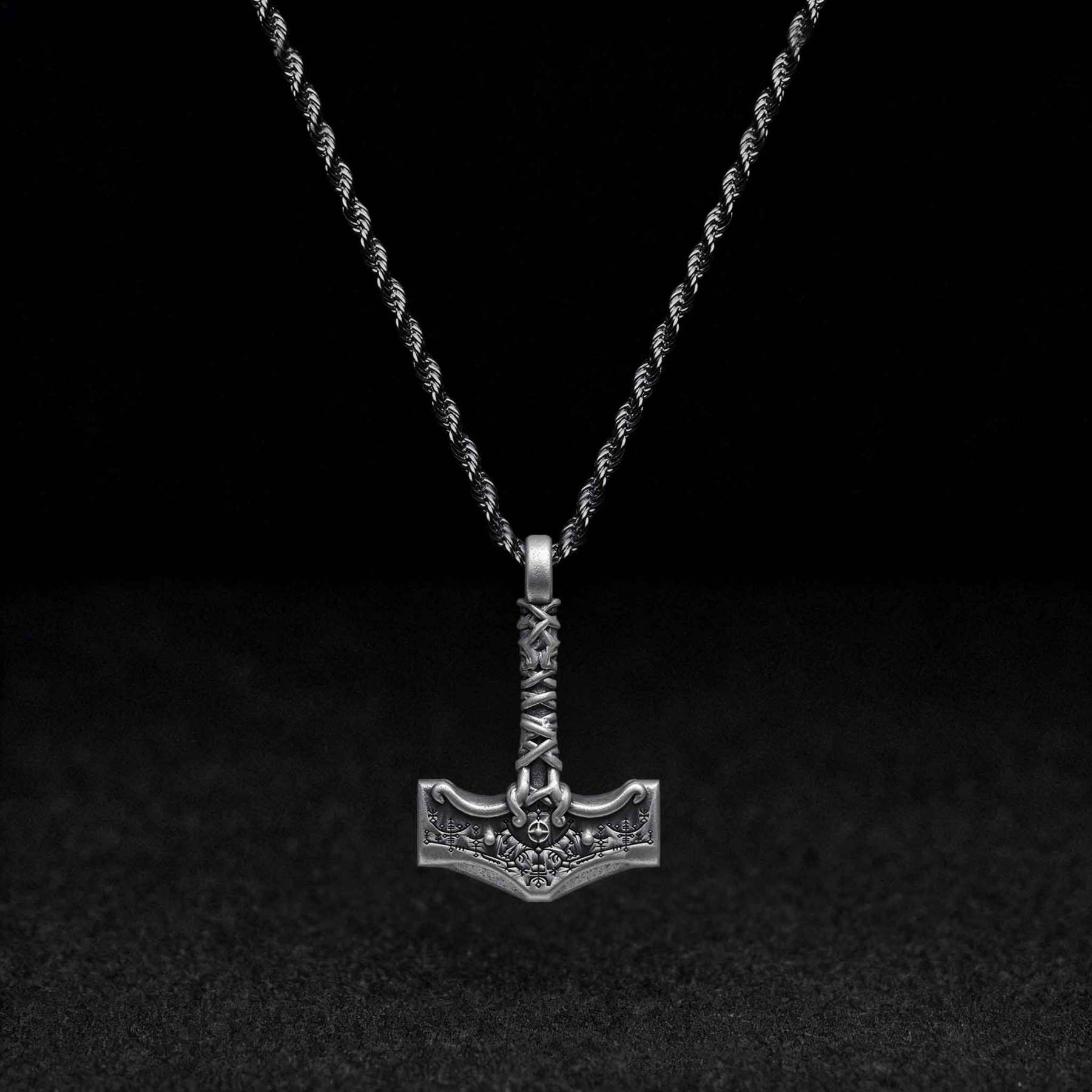 Viking Thors Hammer Mjolnir Sculptural Necklace