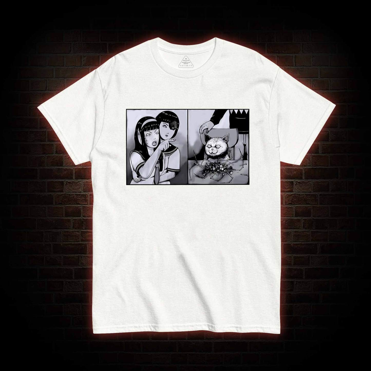 Girl Yelling at a Creepy Cat T-shirt 