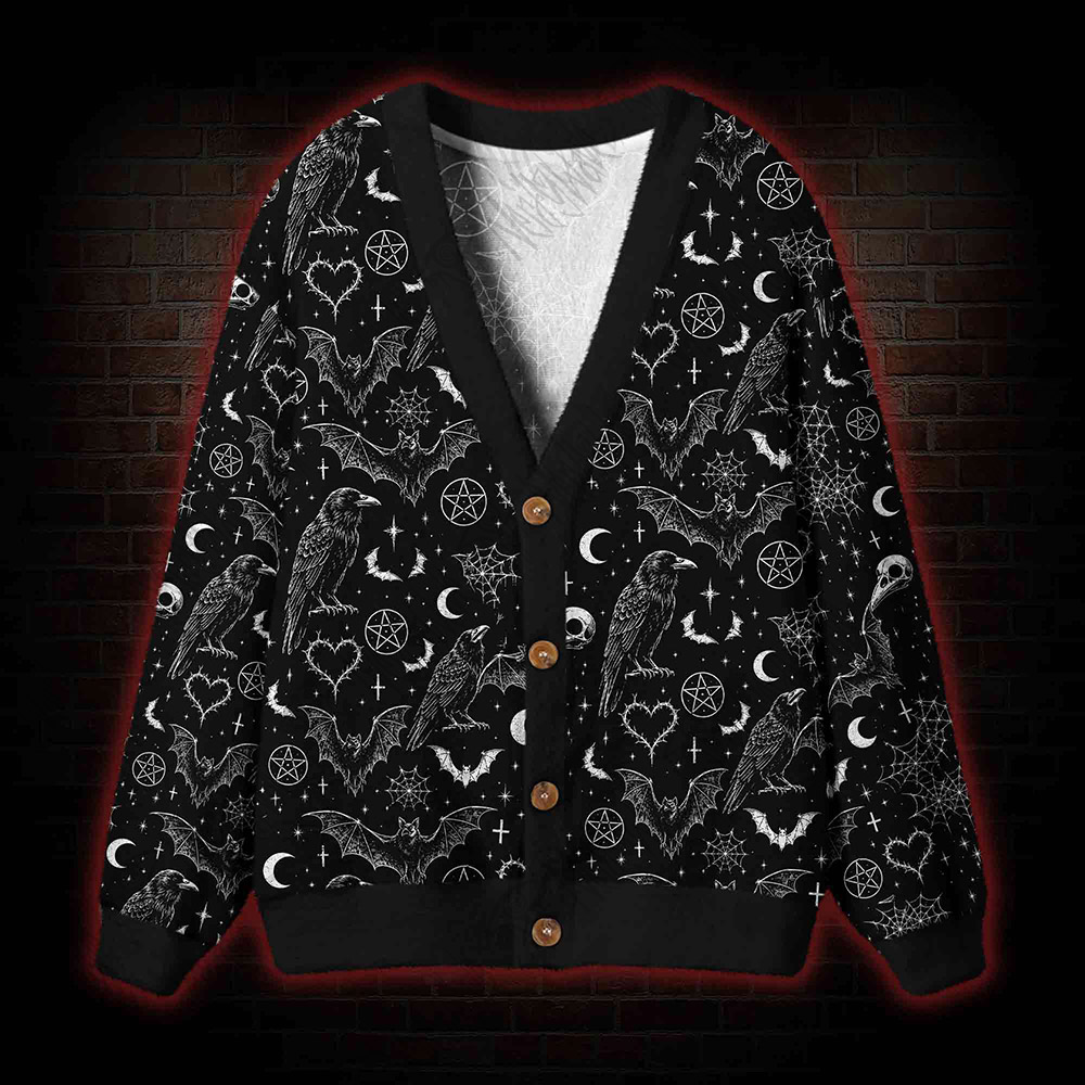 Occult Raven Cardigan Sweater