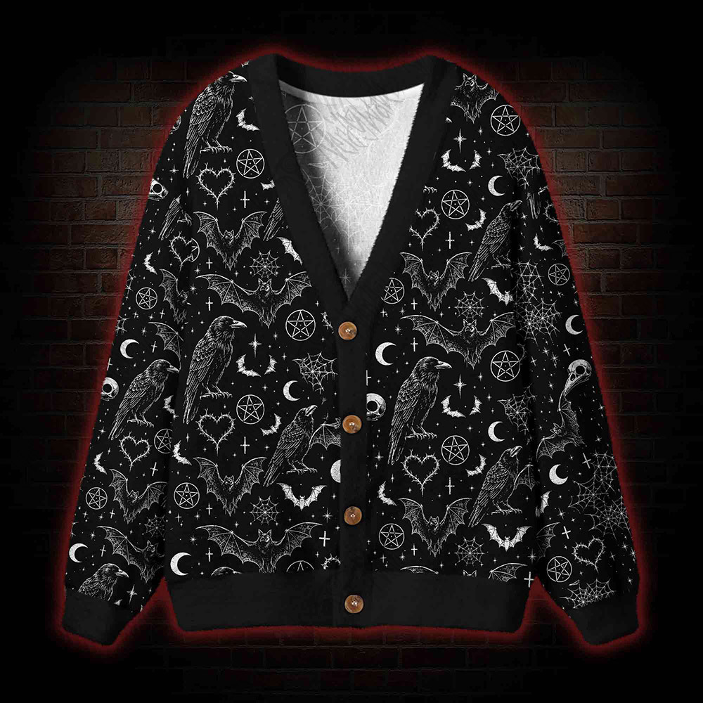 Occult Raven Cardigan Sweater